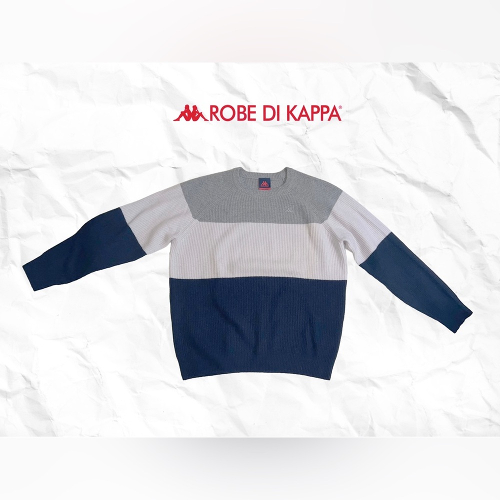 Robe di Kappa Men's Tri-Tone Crewneck Sweater - Gray, White, Navy